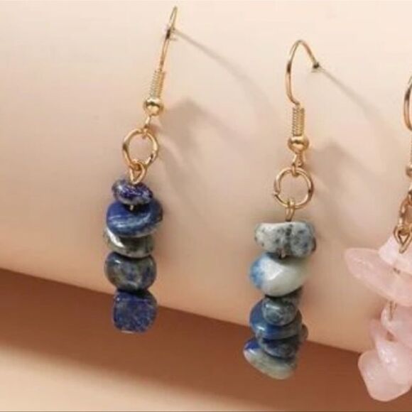 ⭐️3/$25⭐️ NEW Blue Stone Dangly Earrings - Picture 3 of 3